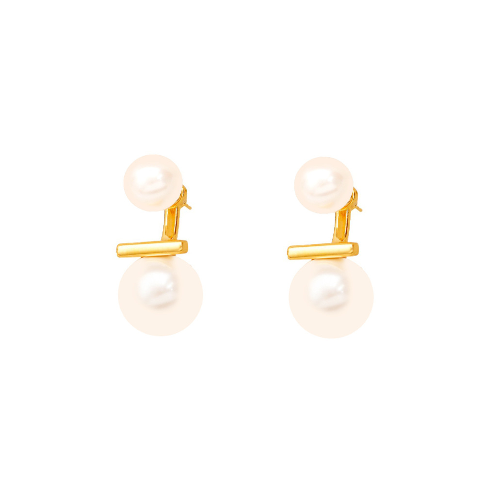 Elegant Two-Way Wear Pearl Stud Earrings Versatile Fashionable Retro French Style Women's Jewelry Accessories