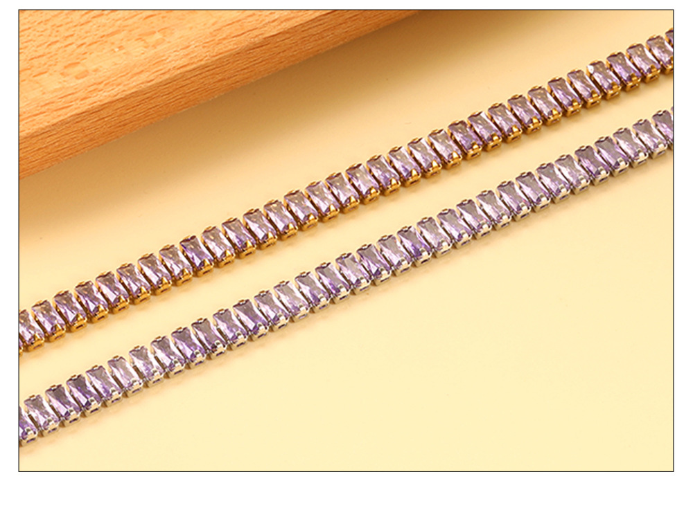 Elegant 304 Stainless Steel Gold-Plated Vacuum Plating (inside The Furnace) 18K Real Gold-Plated Tennis Bracelet Full Diamond Multi-Color Fashion Women's Watch Accessories