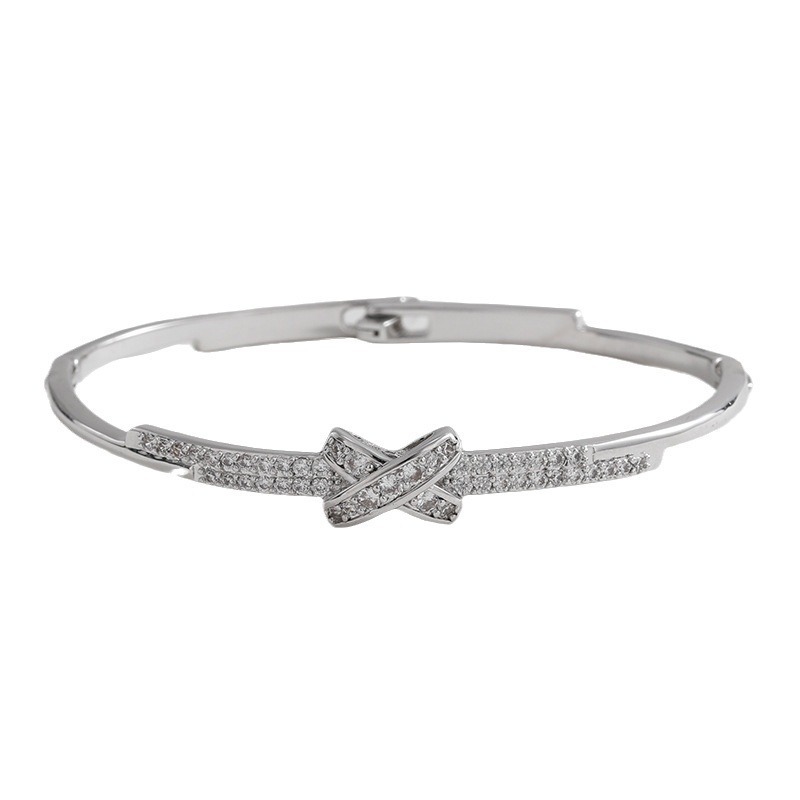Kenge Copper Embedded Zirconia Beautiful Bracelet Women Fashionable Original Design Business Occasion Butterfly Knot Hand Jewelry