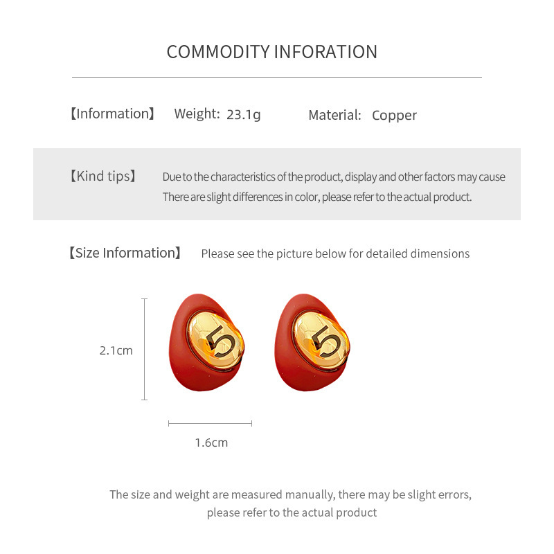 Gold Plated Digital Drop Earrings Vintage Versatile Fashionable Women's Stud Earrings Letter/Text Pattern Waterdrop Design