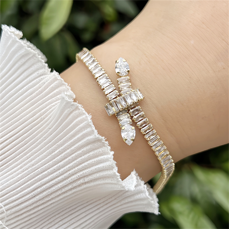 Classic Elegant Style Colorful Zircon Bracelet Fashion High-end Copper Plated 18K Gold Versatile Daily Wear Flower Vacuum Plating (Furnace)