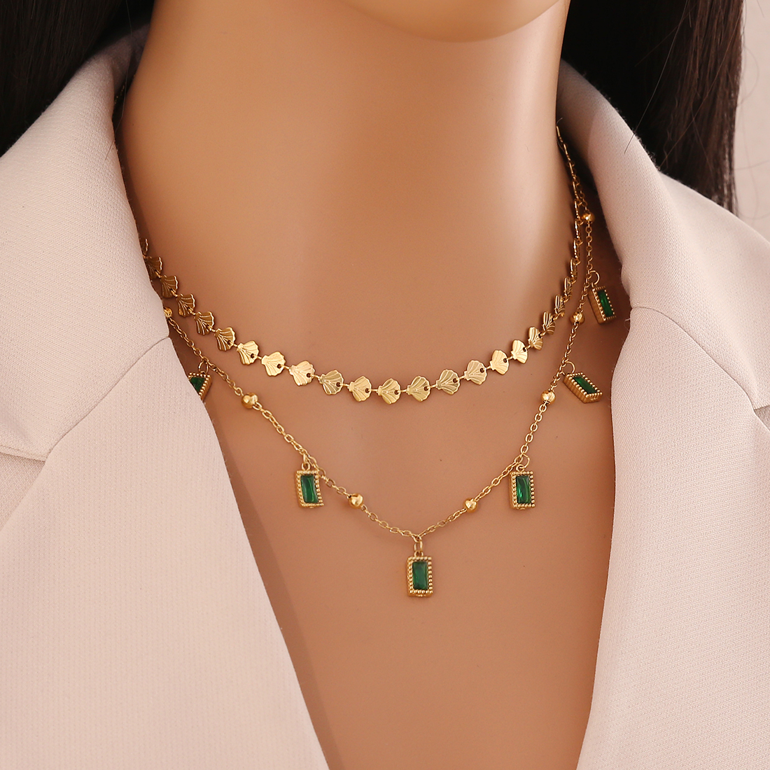Ion Plating (IP) Real Gold Plated Devil's Eye Star 304 Stainless Steel Elegant Classic Style Waterproof Non Tarnish 304 Stainless Steel Double Layer Necklaces