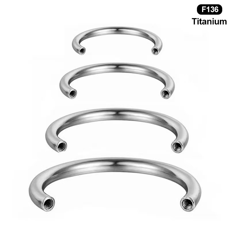 F136 Titanium Alloy Internal Thread C-Shaped Bar U-Shaped Horseshoe Straight Bar 20G Ear Lip Nose Piercing Jewelry Accessories Simple Style