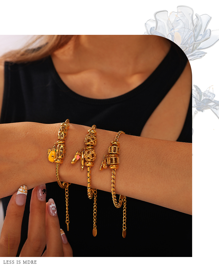 Amazon Cross-Border Fashion INS Style DIY Various Pendant Bracelet Non-Fading 18K Gold Plated Light Luxury Bracelet Jewelry