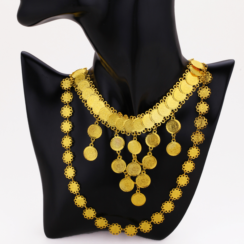 5pcs Fashion Retro Gold Coin Hollow Flower Coin Jewelry Set, Suitable For Daily Wear, Parties, Banquets, Celebrations, Festivals, Holiday Gifts