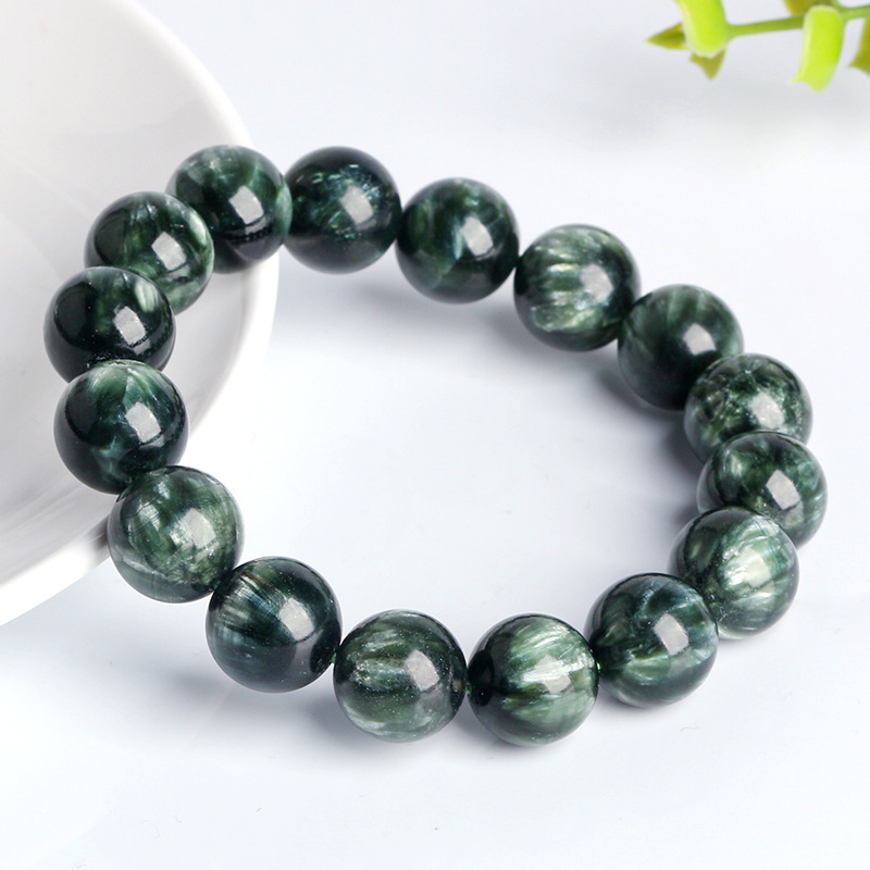 Natural Green Dragon Crystal Bracelet Collectible Grade Dark Green Dragon Crystal Attracting Pattern Green Clay Stone Unisex Jewelry