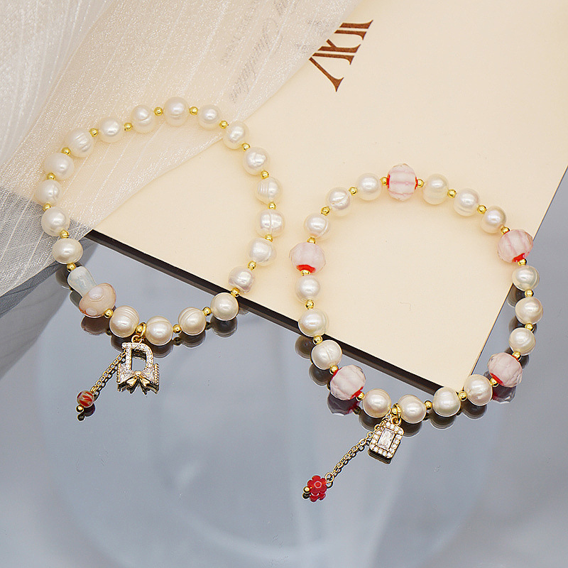 Spring And Summer Crystal Glass Pearl Bracelet Girl Bracelet Geometric Couple Jewelry Accessories