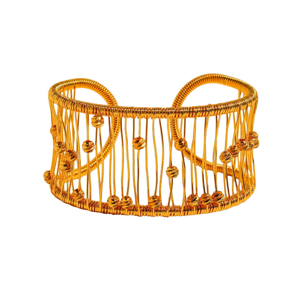 Retro Classic Style Semicircle Brass 24K Gold Plated Bangle In Bulk