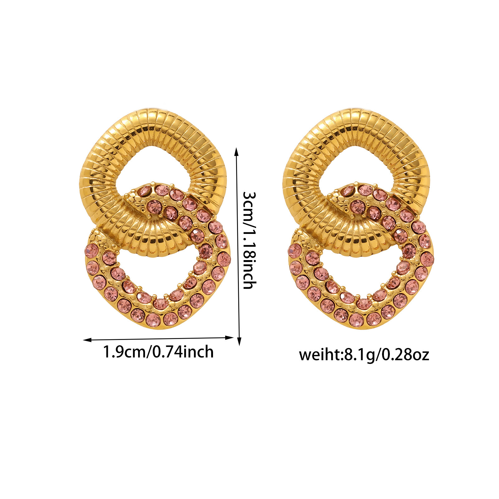 Trendy 18K Stainless Steel Zircon Earrings For Women Non-Fading Geometric Pattern Original Design Jewelry Accessories