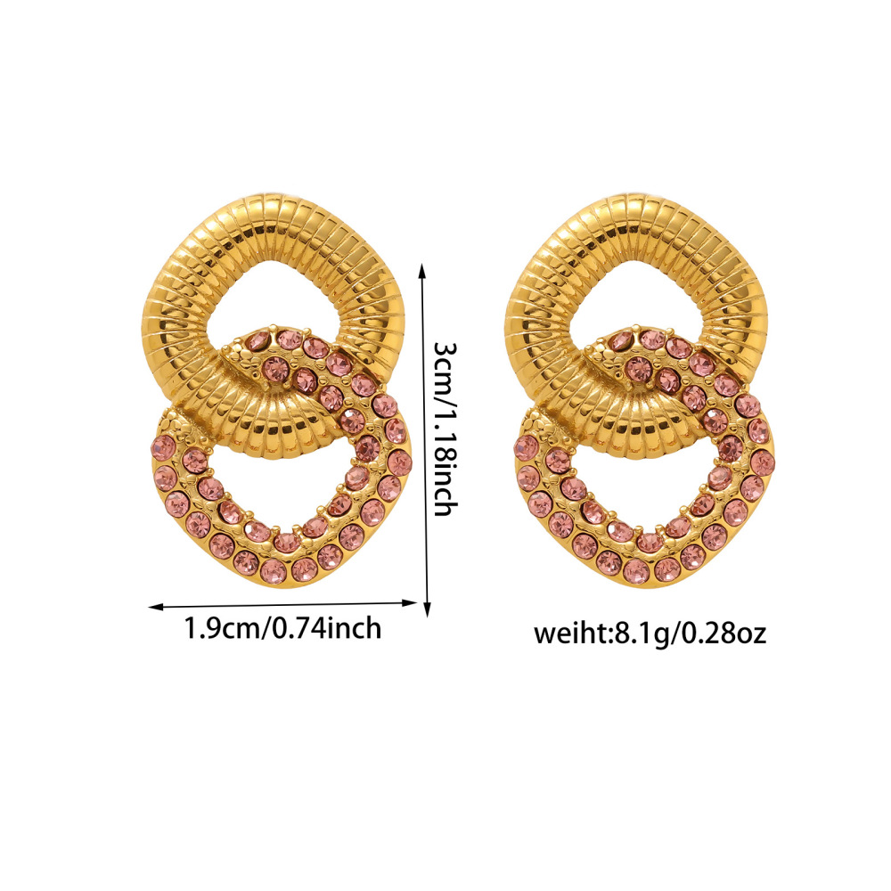 Trendy 18K Stainless Steel Zircon Earrings For Women Non-Fading Geometric Pattern Original Design Jewelry Accessories