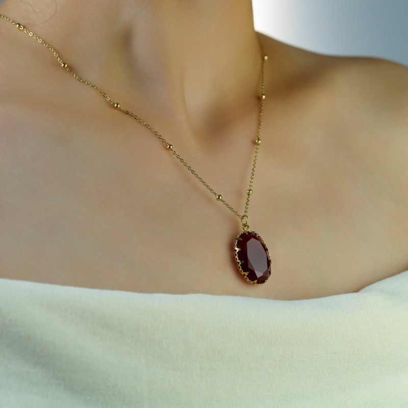 Luxury Handmade Natural Stone Gold Plated Stainless Steel 14K Necklace Ladies Casual Elegant Ins Style Jewelry Accessories