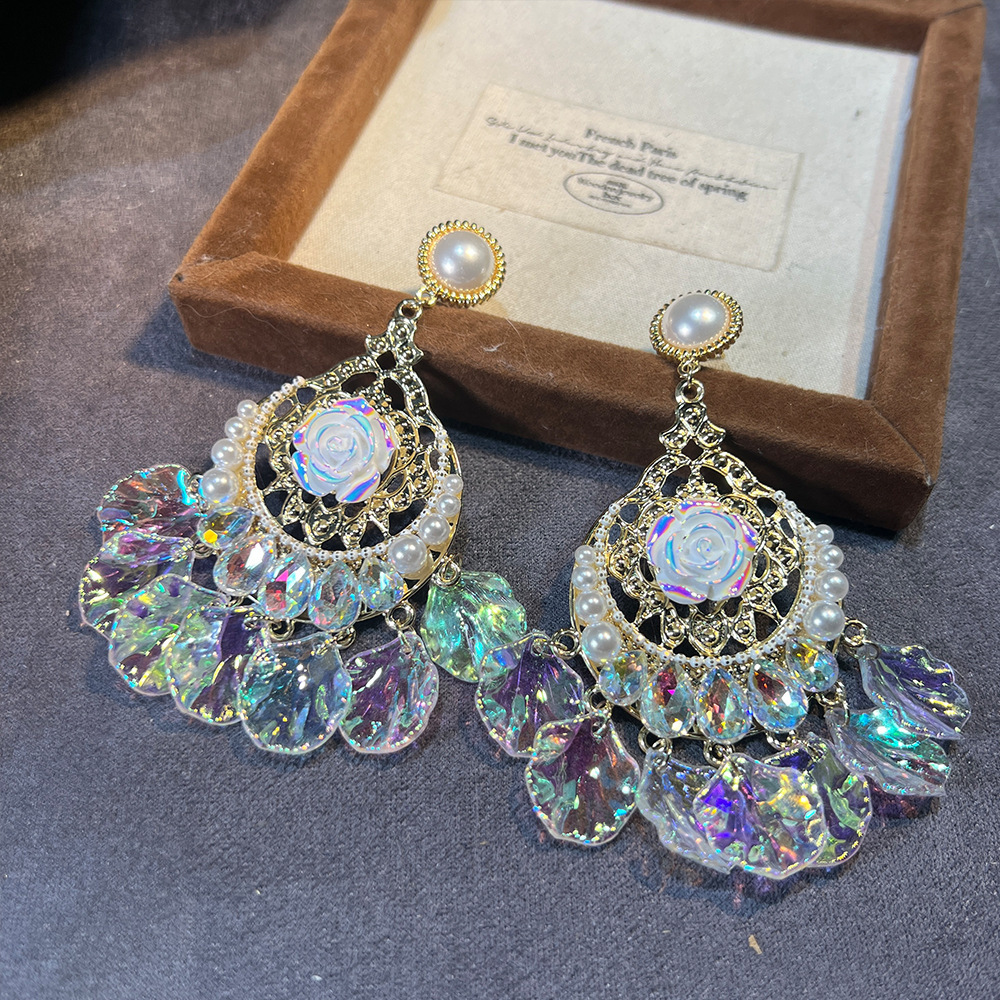 Elegant S925 Tassel Earrings Chinese Style Shell Embedded French Vintage Star Crafted Women Fashion Jewelry Accessories