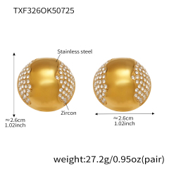 TXF326-Gold Zircon Zircon Earrings