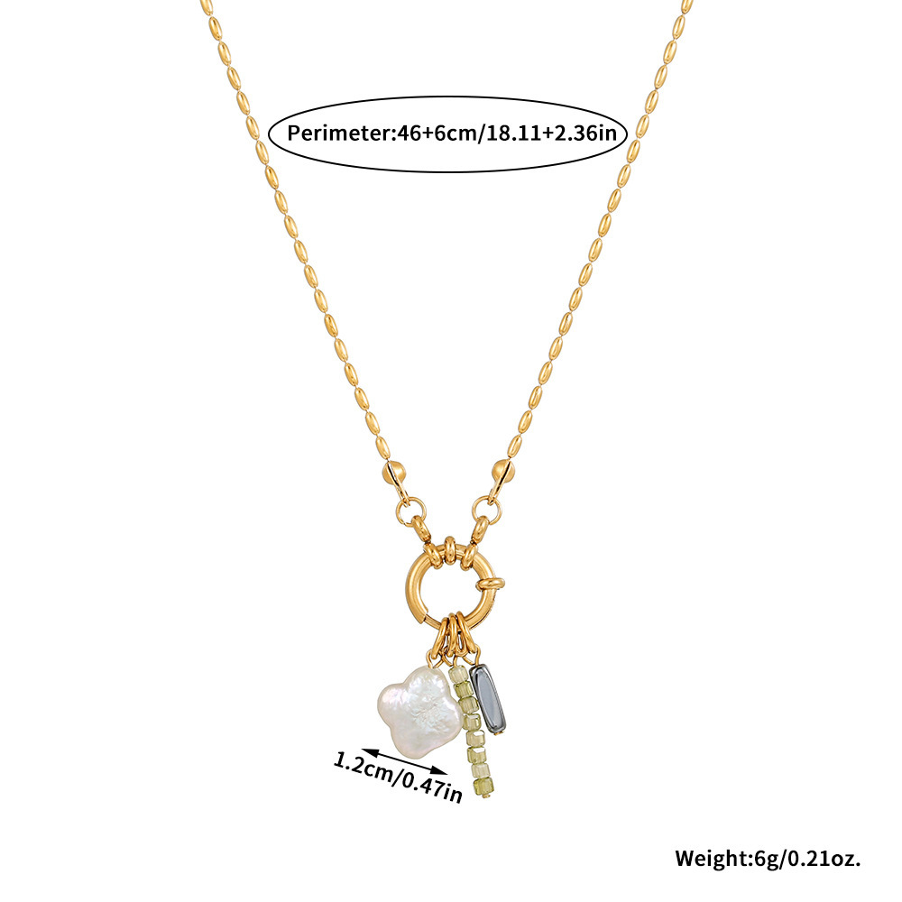 Titanium Steel Crystal Four-leaf Clover Black Gallstone Pendant Necklace Non-Fading Jewelry Accessories