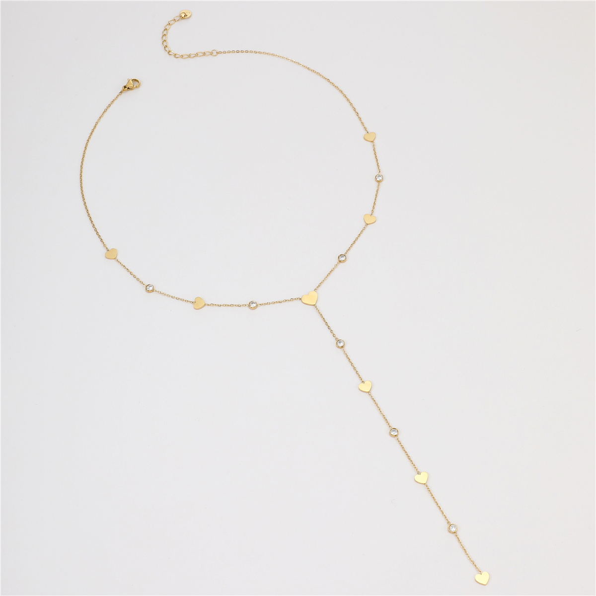 Gold Stainless Steel Waterdrop Y-Shape Tassel Necklace Women's Fashion Accessories Non-Fading Ladies Stylish Jewelry