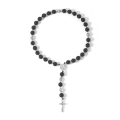 8mm glossy black agate rosary beads