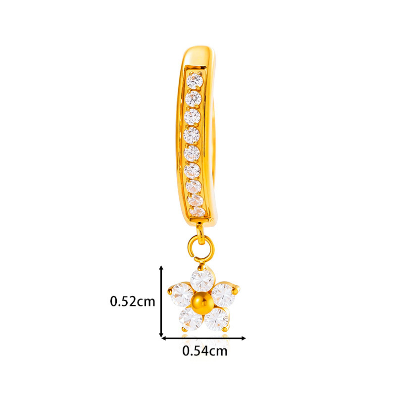 Fashion Titanium Alloy Flower Pendant Belly Button Ring Bohemian Print Design Sense Belly Piercing Jewelry For Women