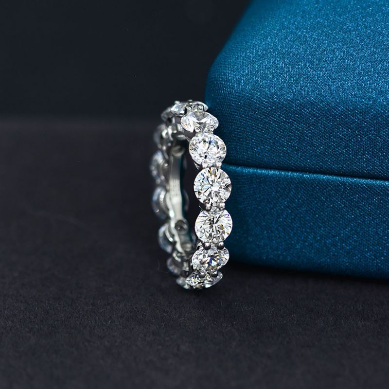 0.2ct 0.5ct Moissanite Row Ring Geometric White Gold Plated Moissanite Row Ring