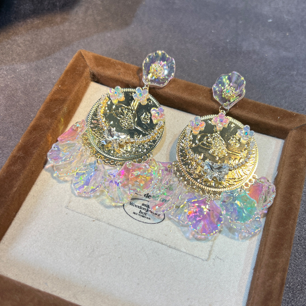Elegant S925 Tassel Earrings Chinese Style Shell Embedded French Vintage Star Crafted Women Fashion Jewelry Accessories