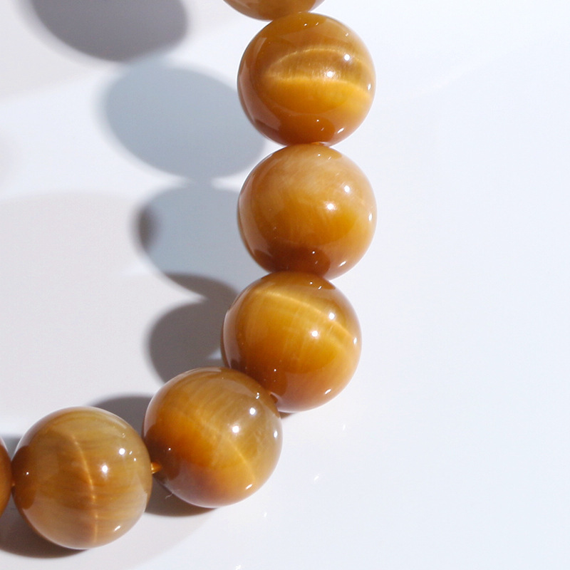 Natural Gold Tiger Eye Stone Bracelet High Quality Cat's Eye Lightning Pattern Round Beads Sea East Gemstone Wooden Chalcedony