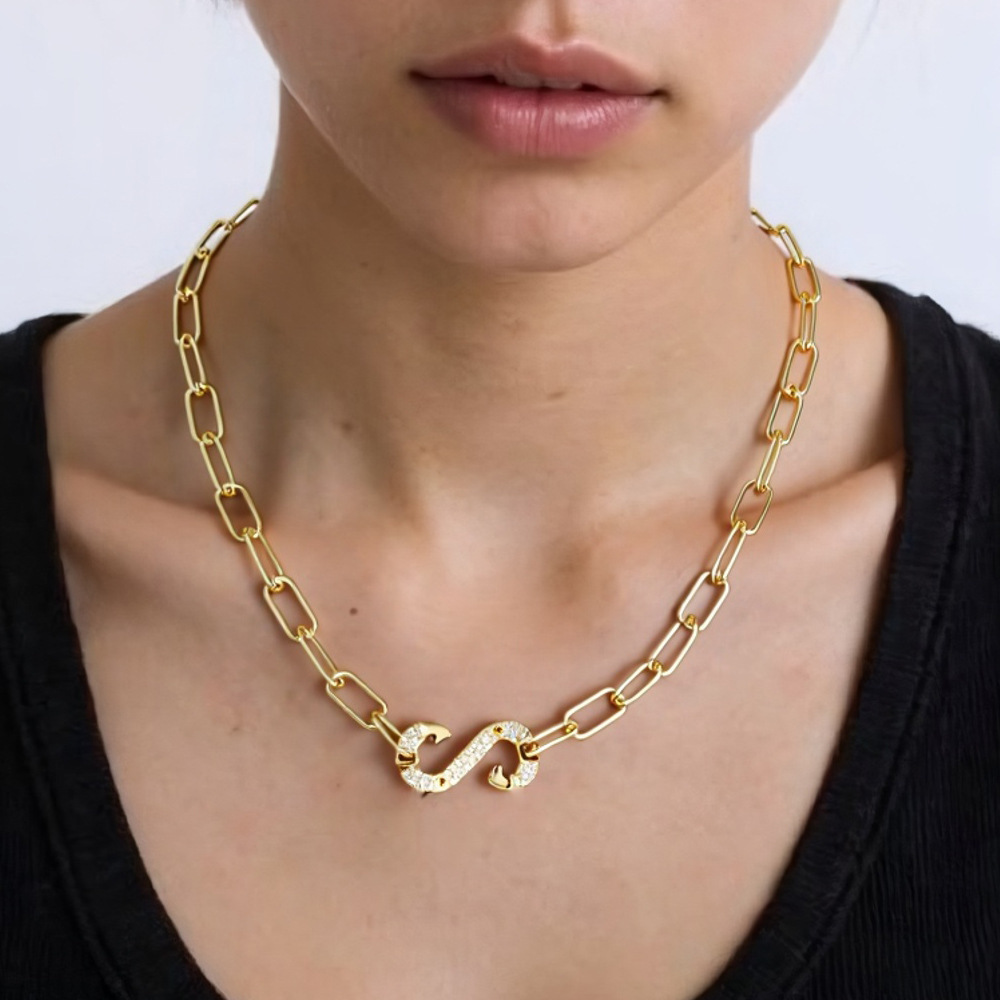 Micro Pave Zircon Pendant Necklace Cool Trendy Choker Copper Material Black Geometric Suitable For Women