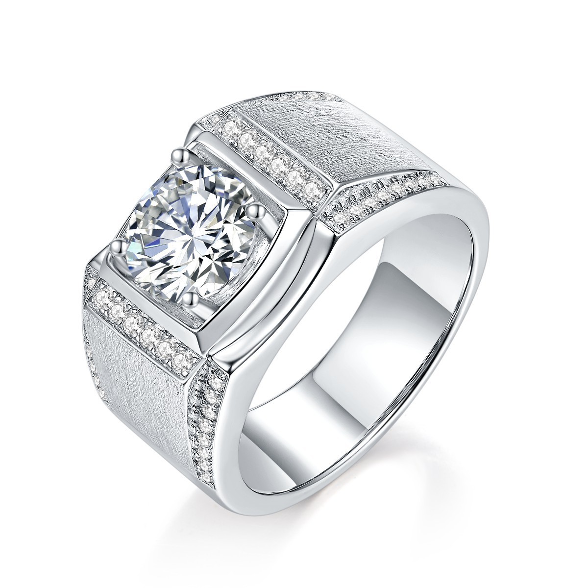 925 Sterling Silver Moissanite Geometric Rings GRA Certificate