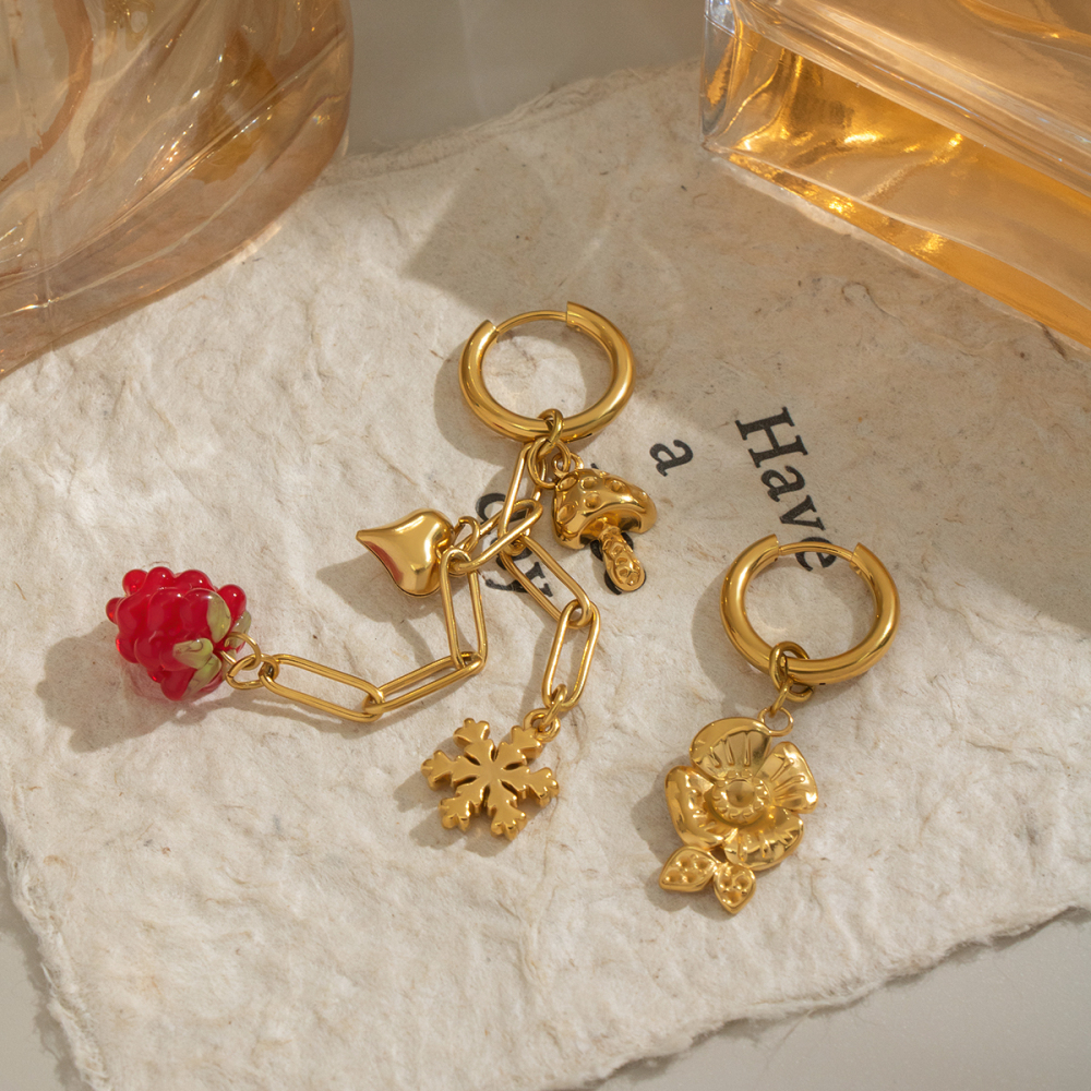 Sweet Fresh Floral Grape Snowflake AB Earrings Necklace Set Tassel Girl Jewelry Accessories Personalized Design Sense