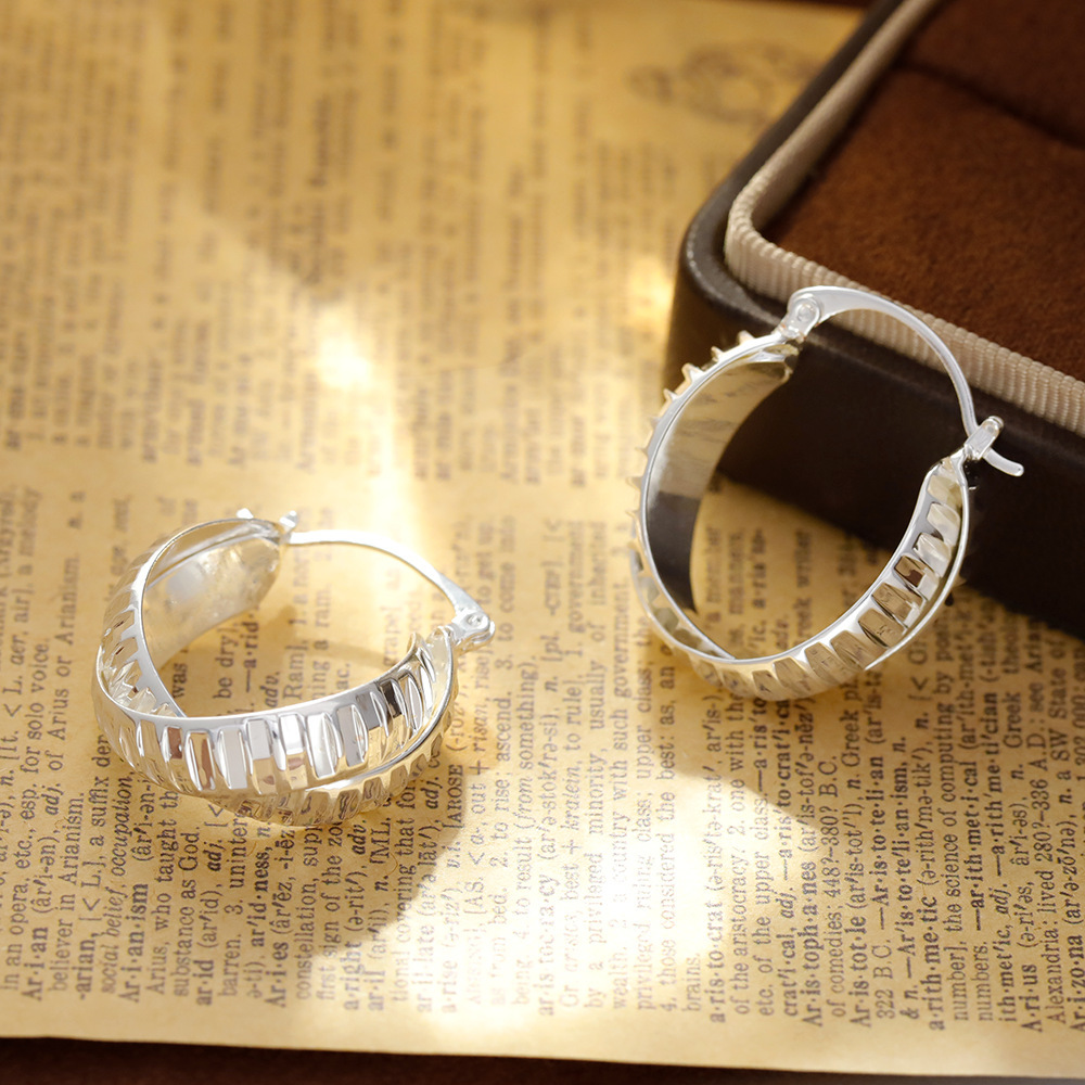 Trendy Unique Metal Hoop Earrings  Style Personality Fashion Geometric Pattern Women's Jewelry Accessories