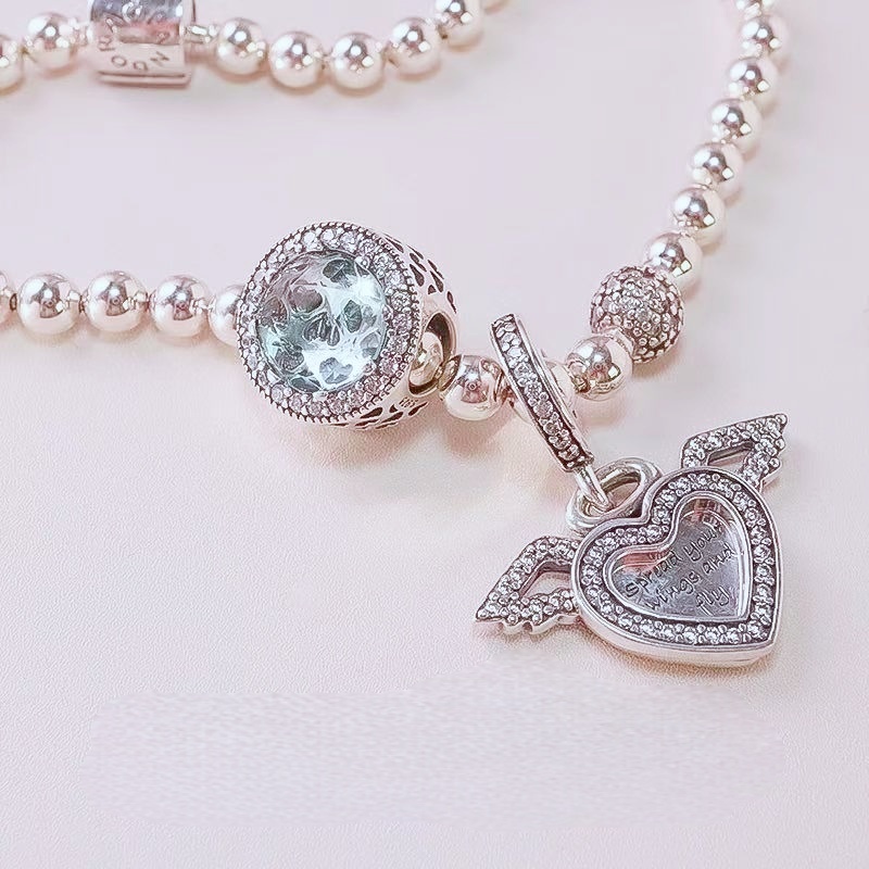 Pink Heart Bracelet Silver Gift Fashion Luxury Elegant Romantic Sweet Simple Style Birthday Date Hot Pendant