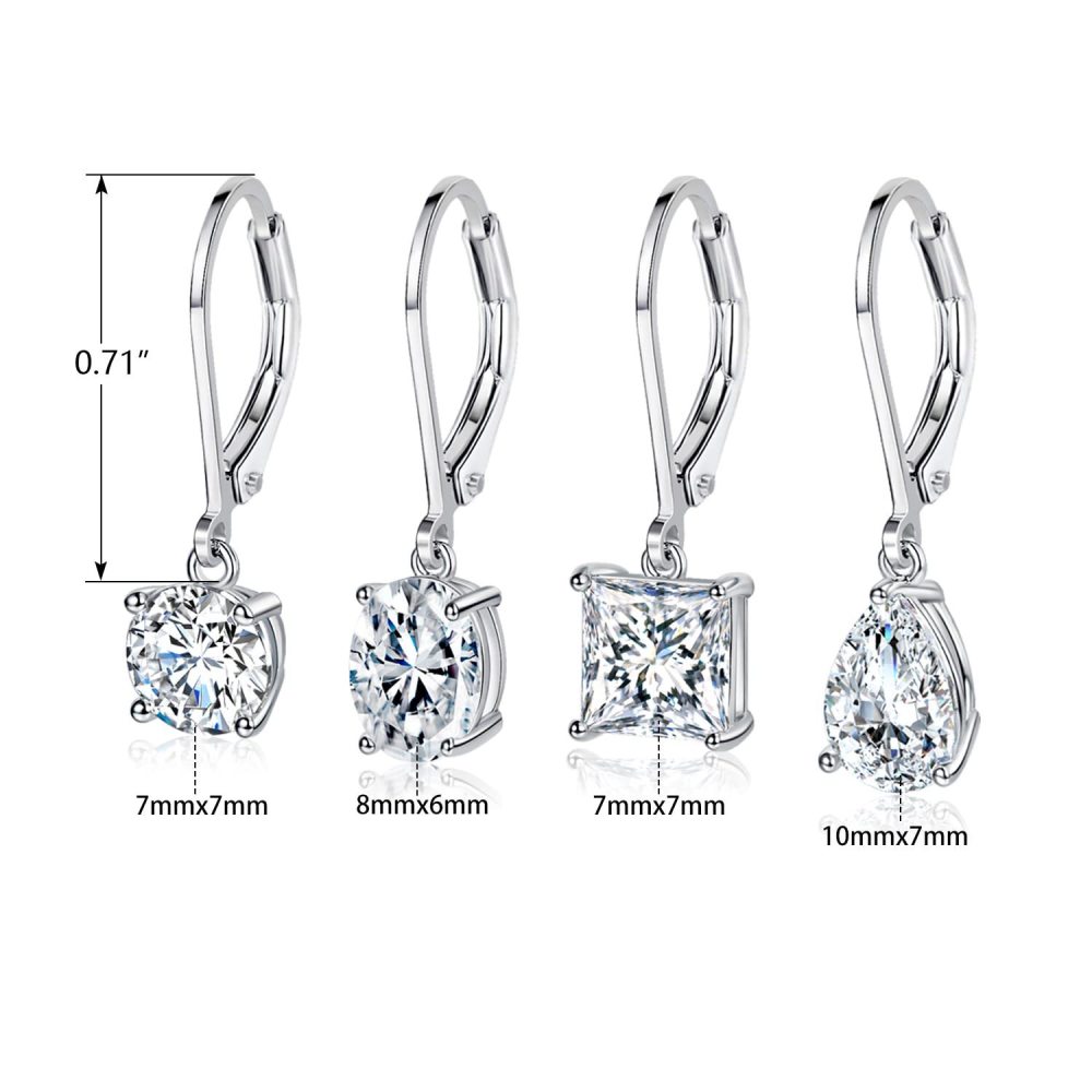 Fashion Four-Piece Copper Earring Set, Four-Prong Inlaid Zircon, Directly Shipped From Factory, Elegant Jewelry Accessories
