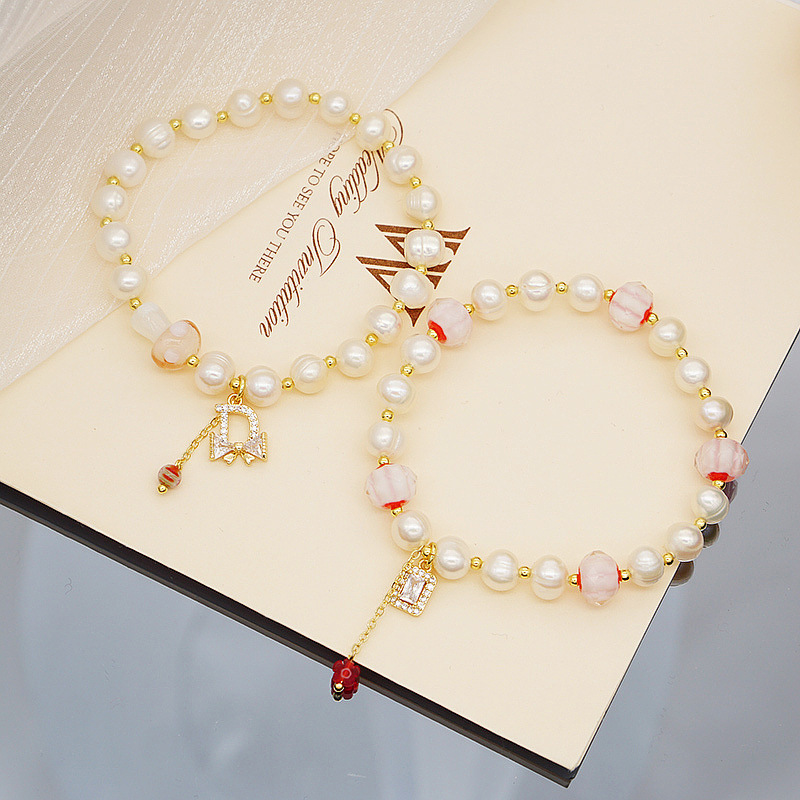 Spring And Summer Crystal Glass Pearl Bracelet Girl Bracelet Geometric Couple Jewelry Accessories