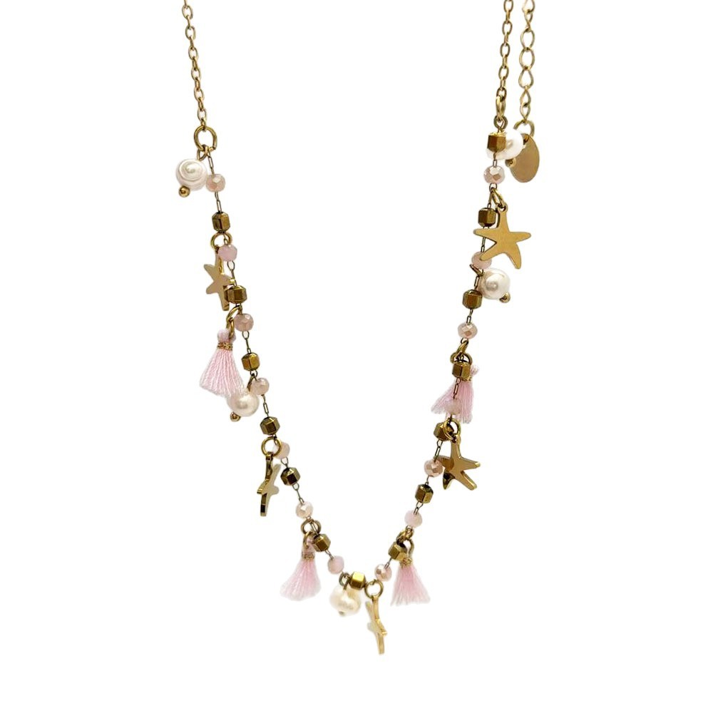 Handmade Bohemian Beach Tassel Necklace Women's Pearl Starfish Coast Jewelry Fashionable Stainless Steel Mixed Material