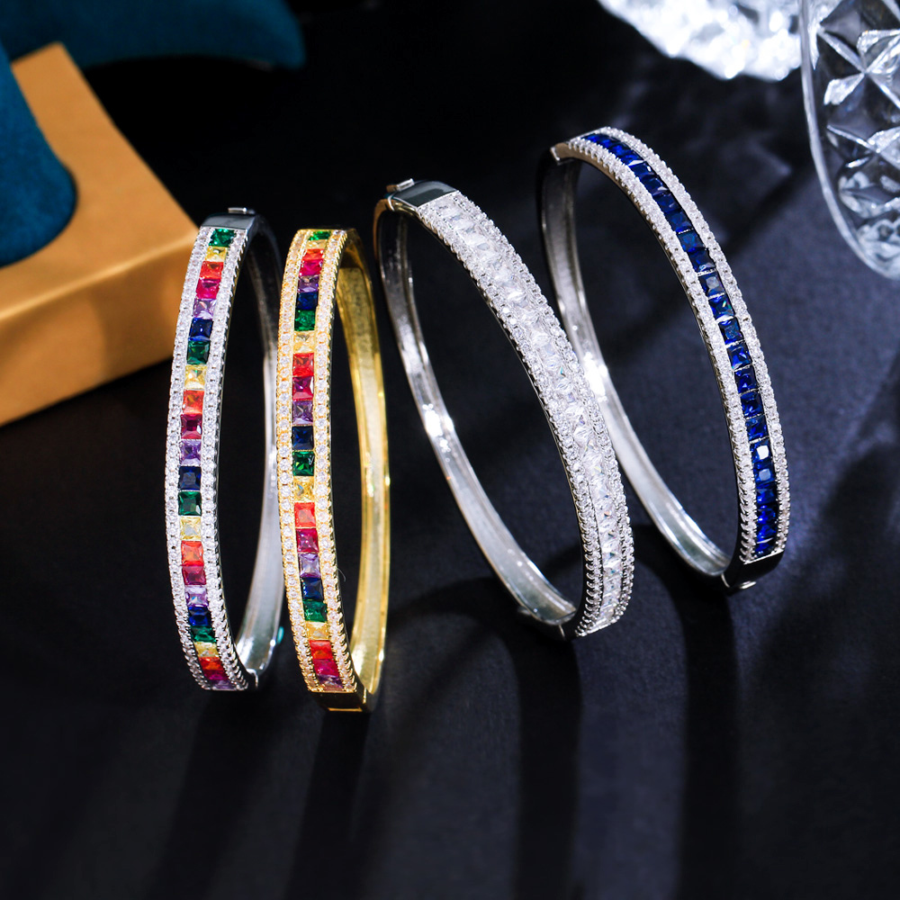 1 Copper Style Bracelet Delicate Colorful Jewelry Cubic Zirconia Crystal Rainbow Color Bracelet For Women Wedding Bride Luxury Accessories Suitable For Women Wedding Or Date Wear