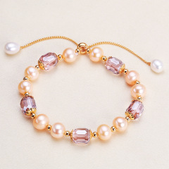 Amethyst Pull Pink Freshwater Pearl Bracelet