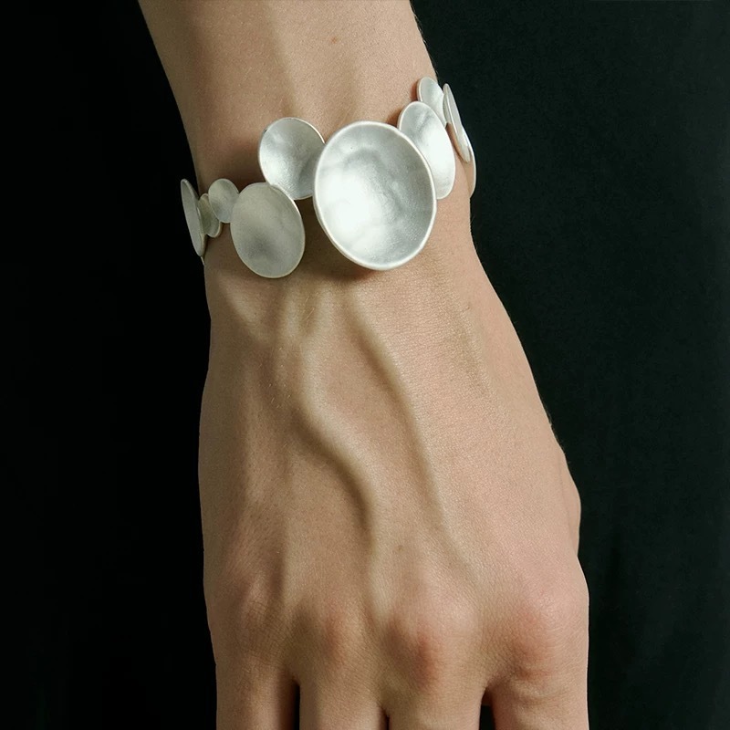 Fashionable Versatile Round Burnished Bracelet Ring Set For Women Irregular Design Luxury Minimalist Hand Jewelry Accessories