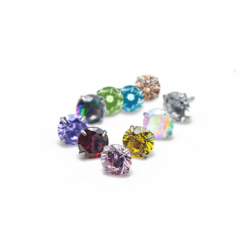 Fashion Titanium Alloy Piercing Needle 5A Zircon Claw Body Piercing Jewelry Lip And Ear Cartilage Stud Unisex Accessories