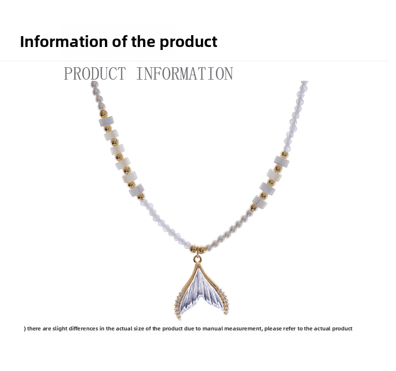 Summer Luxury Abalone Shell Necklace French Fish Tail Pendant Adjustable High-End Elegant Beads Necklace Women Fashion Accessories