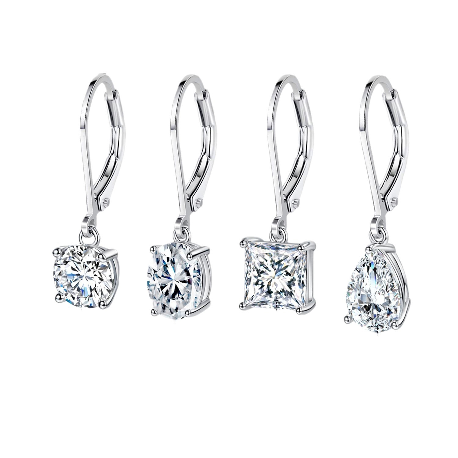 Fashion Four-Piece Copper Earring Set, Four-Prong Inlaid Zircon, Directly Shipped From Factory, Elegant Jewelry Accessories