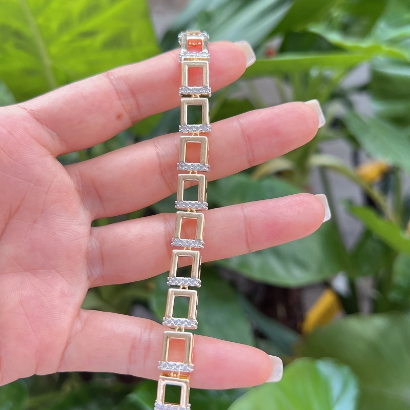 Wholesale Jewelry Sweet Classic Style 8-Shaped Square Heart Shape Copper Zircon Box Chain Bracelets