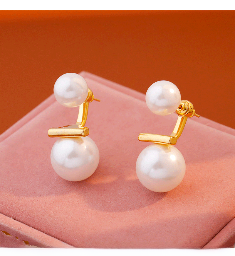 Elegant Two-Way Wear Pearl Stud Earrings Versatile Fashionable Retro French Style Women's Jewelry Accessories