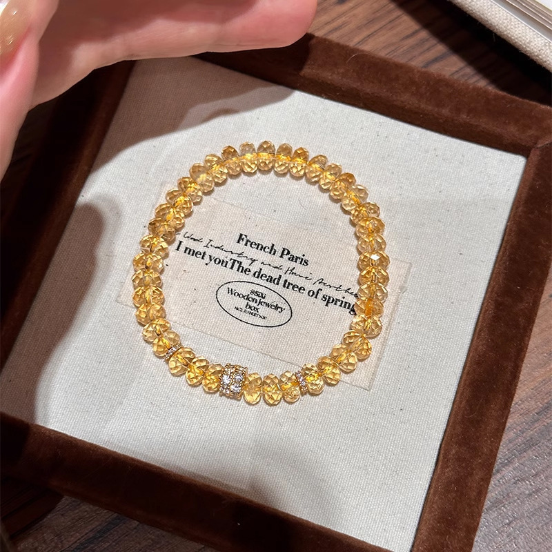 Flashy Yellow Crystal Bracelet Women's Waist Slimming Zircon Accessories Facet Abacus Crystal Bracelet Luxury Beaded Hand Jewelry