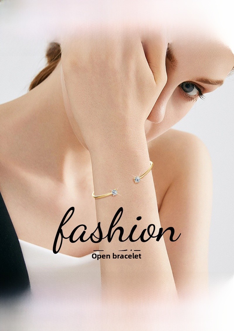 Fashion Simple Design Mozambique Stone Bracelet S925 Sterling Silver Open Bangle Doll And Zodiac Crown Pattern