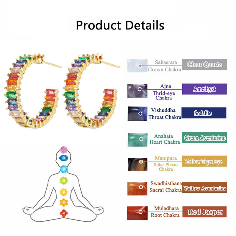 Colorful Zirconia Stud Earrings Stylish Versatile Elegant Popular  C-Shaped Hoop Earrings For Women