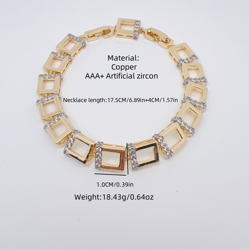 Wholesale Jewelry Sweet Classic Style 8-Shaped Square Heart Shape Copper Zircon Box Chain Bracelets