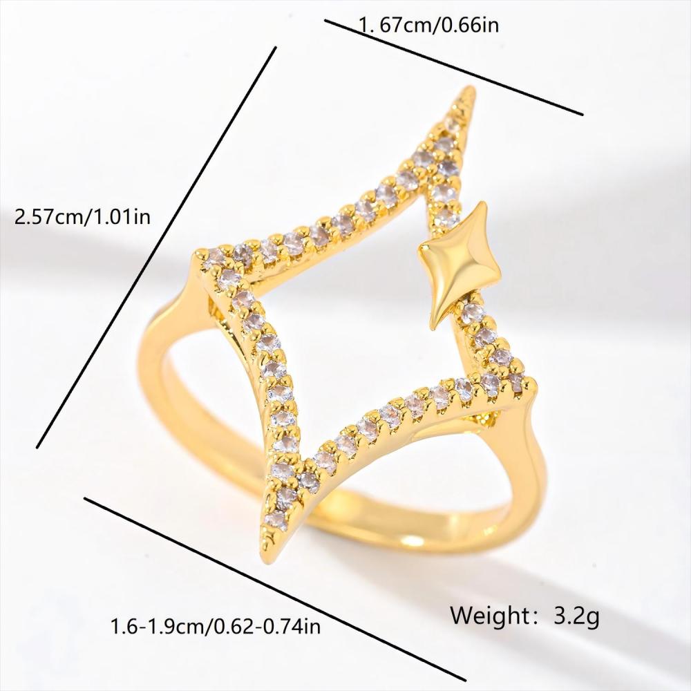 1 Piece Copper Inlaid Zircon Material Geometric Square Women's Ring Suitable For Party Gathering Jewelry Accessories Unisex