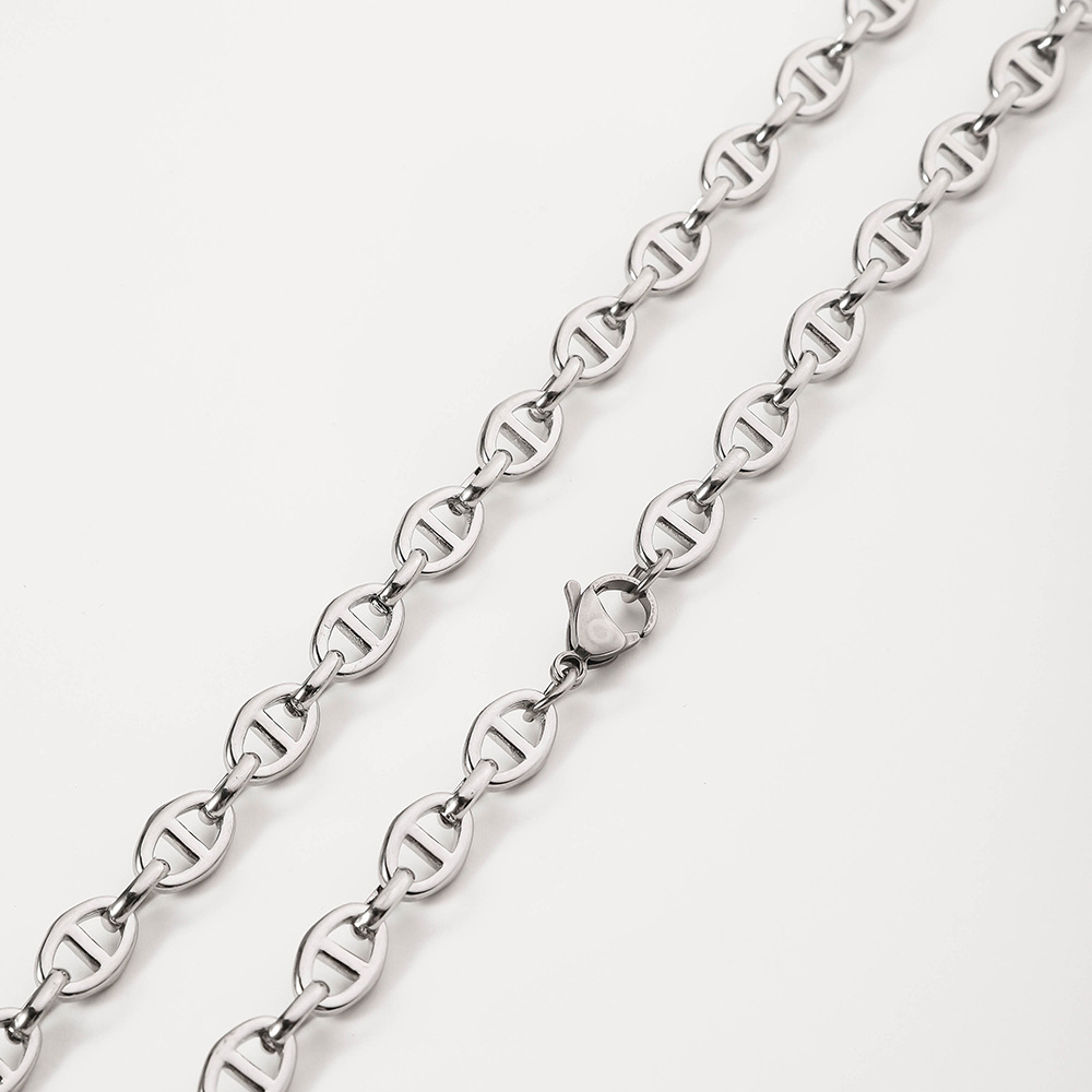New Stainless Steel Necklace Fashionable Hollow Pig Nose Titanium Steel Bracelet Unisex Polished Craft Animal Zodiac Design