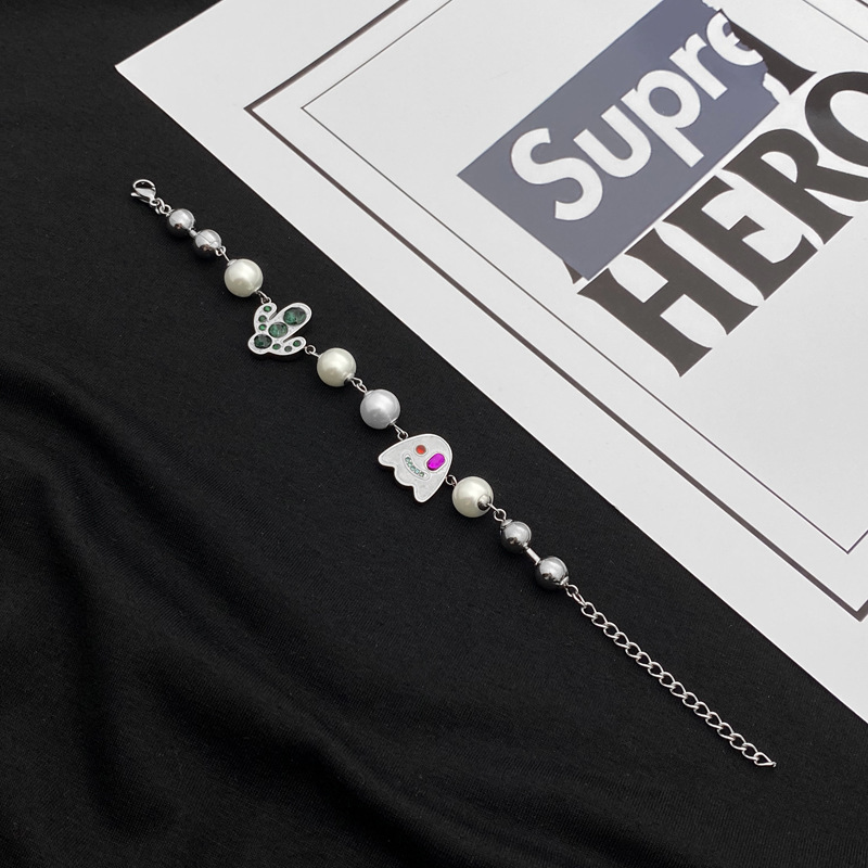 Trendy Ghost Cactus Bracelet For Men And Women Titanium Steel Geometric Pattern Chain With Diamond Craft Neutral Style