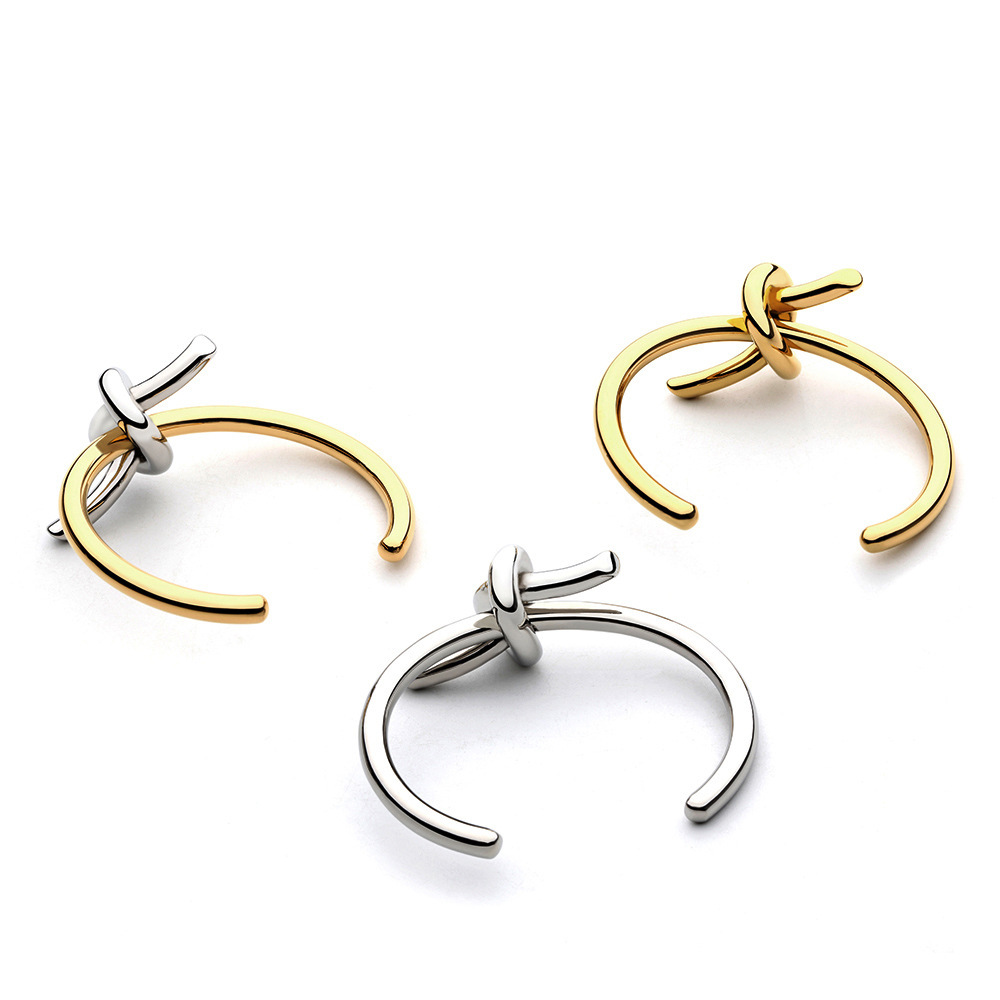Basic Modern Style Classic Style Knot 304 Stainless Steel Cuff Bracelets In Bulk