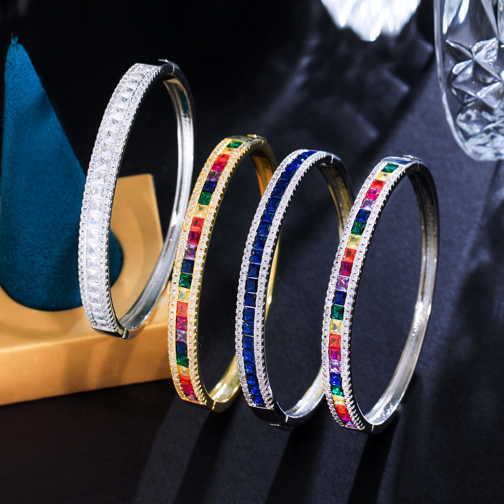 1 Copper Style Bracelet Delicate Colorful Jewelry Cubic Zirconia Crystal Rainbow Color Bracelet For Women Wedding Bride Luxury Accessories Suitable For Women Wedding Or Date Wear