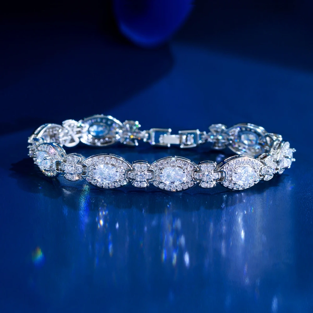 Delicate Shiny White Cubic Zircon Inlaid Tennis Bracelets For Women High Quality Party Accessories Jewelry Gift